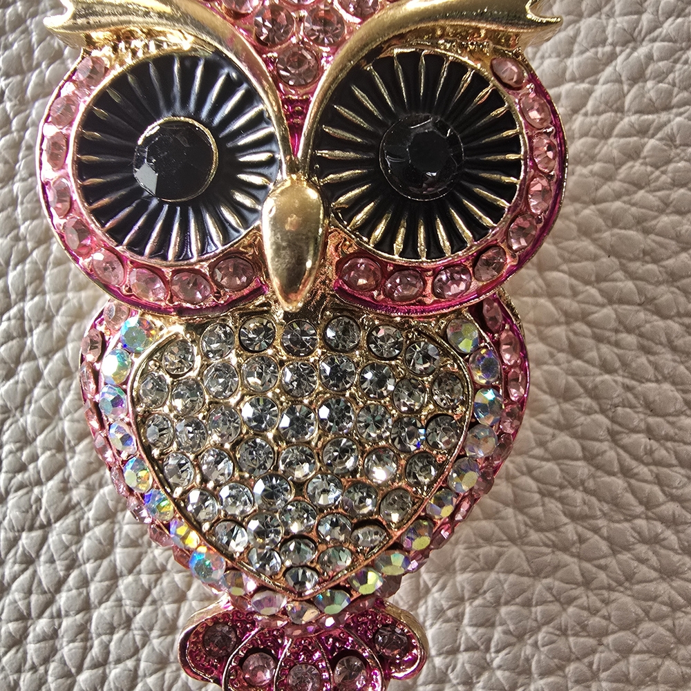 Pink and Gold Owl Keychain - Picture 3 of 3